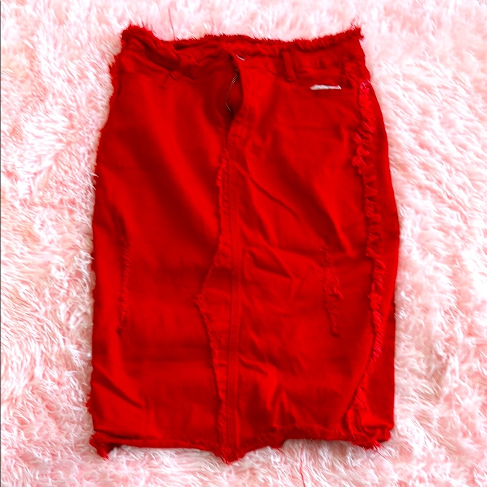 Stylish Red Skirt Denim